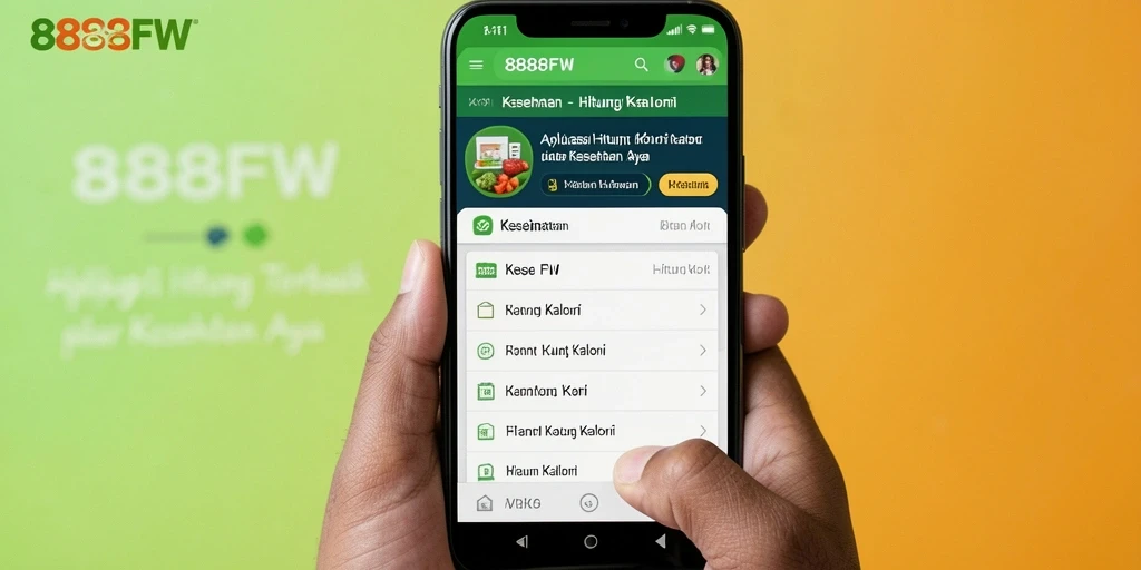 Antarmuka pengguna 888FW menampilkan fitur Hitung Kalori yang sederhana dan menarik.