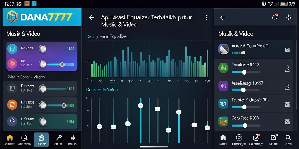 Antarmuka aplikasi DANA777 yang menarik dengan pengaturan Equalizer.