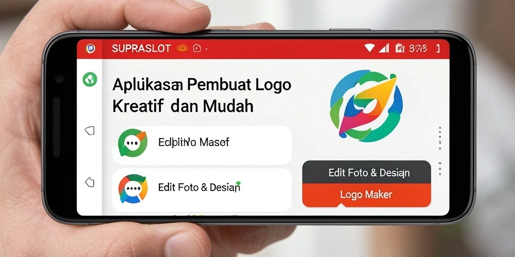 Tampilan antarmuka SUPRASLOT untuk mendesain logo yang menarik.
