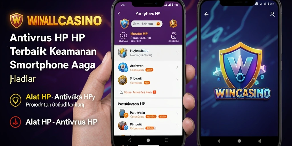 Antarmuka utama aplikasi WINALLCASINO dengan fitur pemindaian antivirus.