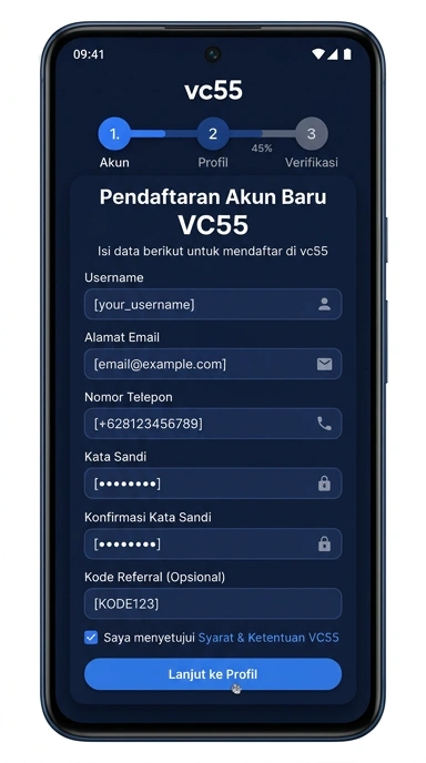 Cara Mudah Registrasi Akun Baru vc55